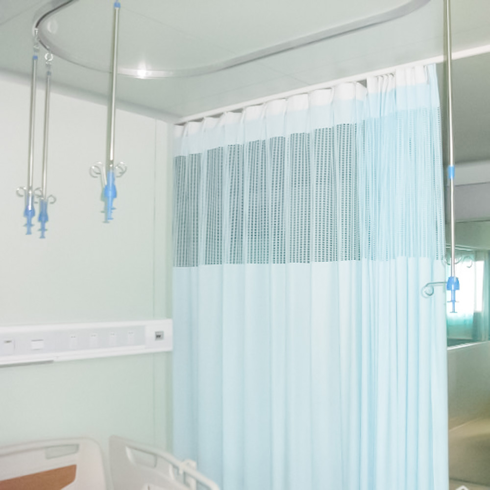 Fire Resistant Polyester Hospital Curtains with Flame Retardant and Hooks
