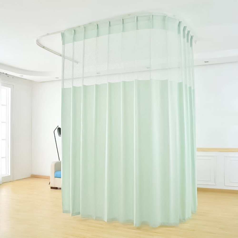 Fire Resistant Polyester Hospital Curtains with Flame Retardant and Hooks