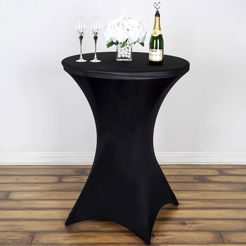 Flame Retardant Poly Spandex Fabric Fireproof Stretch Table Cover in Black, Navy Blue, and White