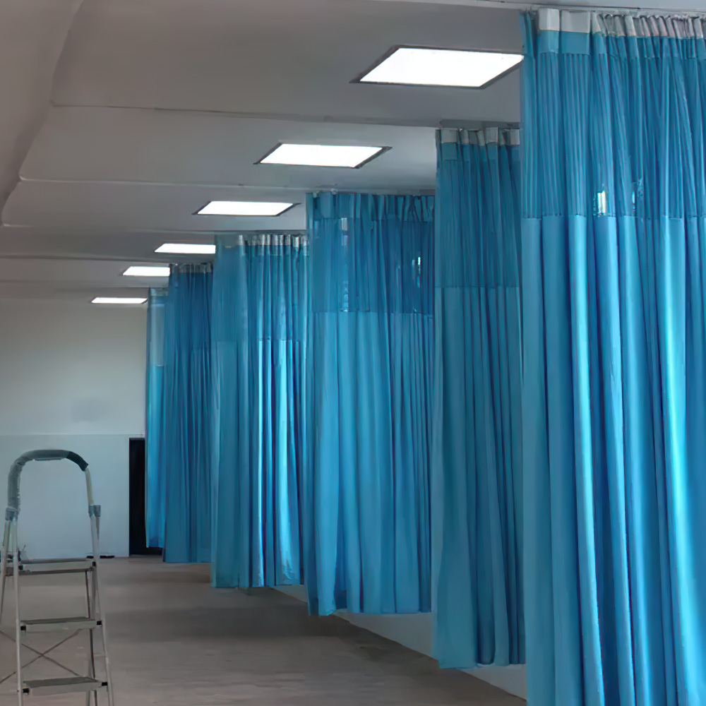 Fire Resistant Polyester Hospital Curtains with Flame Retardant and Hooks