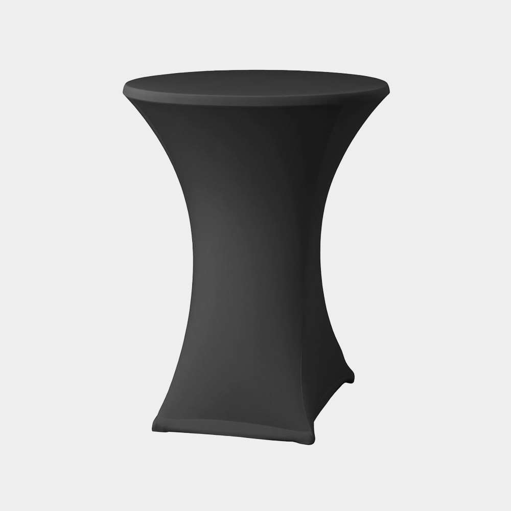 Flame Retardant Poly Spandex Fabric Fireproof Stretch Table Cover in Black, Navy Blue, and White