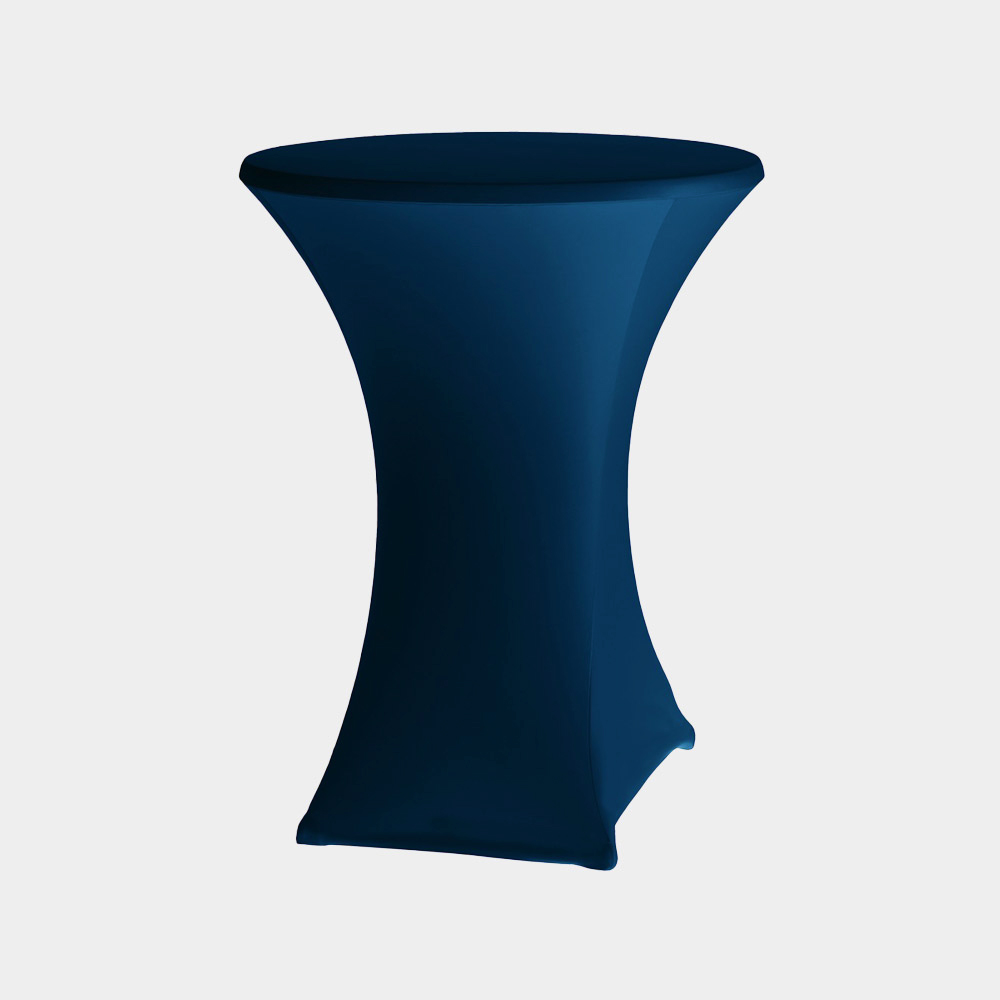 Flame Retardant Poly Spandex Fabric Fireproof Stretch Table Cover in Black, Navy Blue, and White