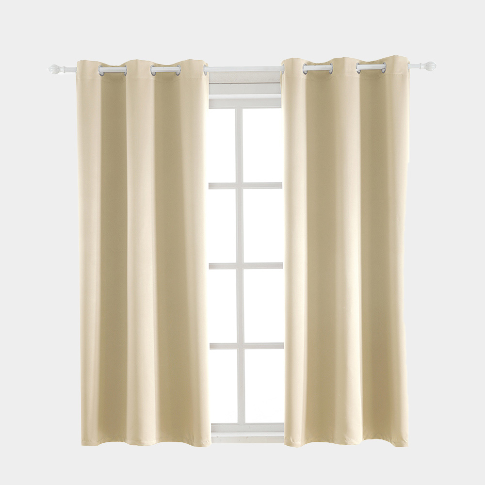 Inherent Flame Resistant Dimout Fabric Thermal Insulated Blackout Curtain in Beige