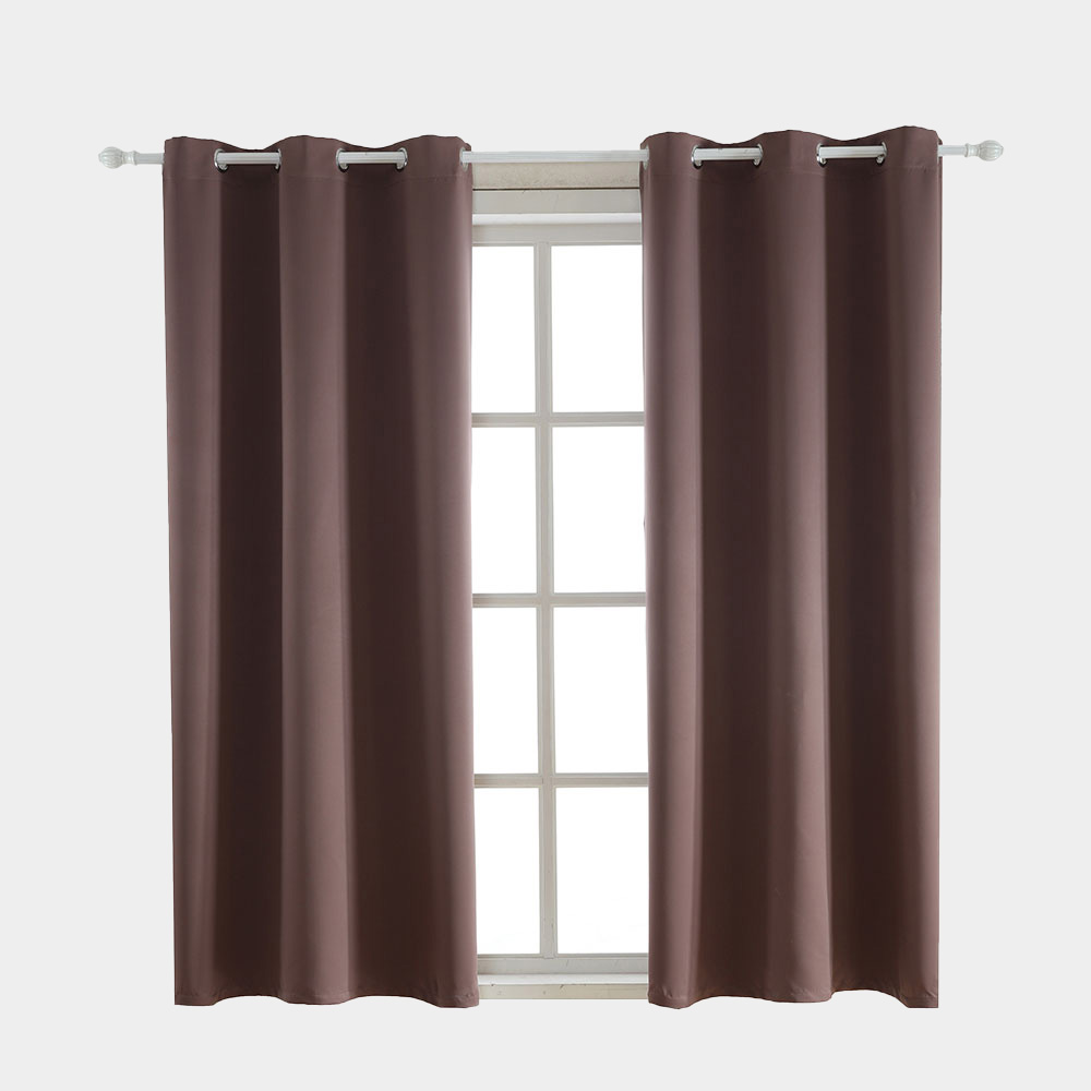 Flame Resistant Dimout Fabric Brown Thermal Insulated Blackout Curtains for Hotel Living Room