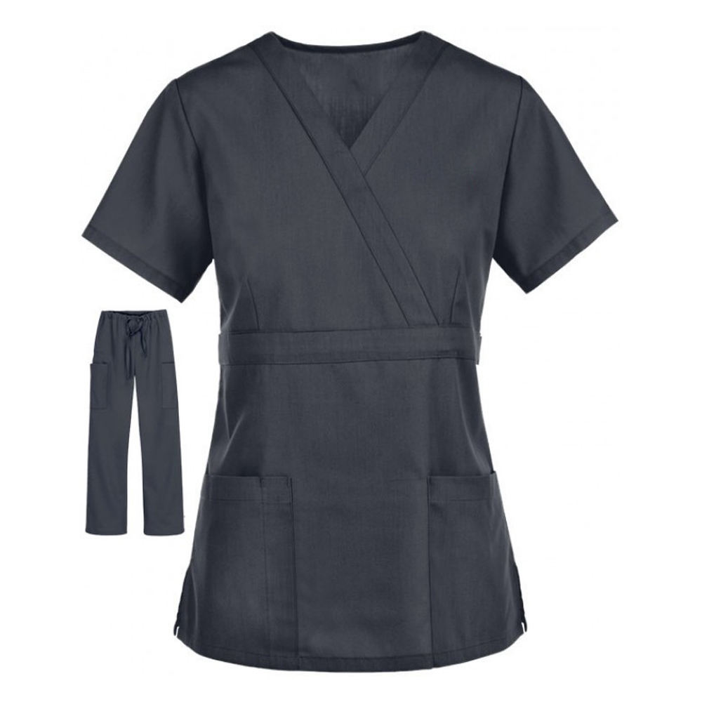 Flame Retardant Polyester Cotton Fabric Fire Retardant Women Hospital Staff Uniform With Short Sleeves