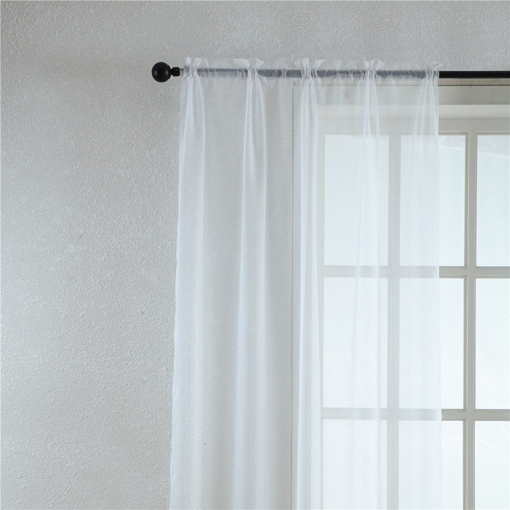 Fire Retardant Voile Sheer Fabric Rod Pocket Window Treatment Transparent Sheer Curtains