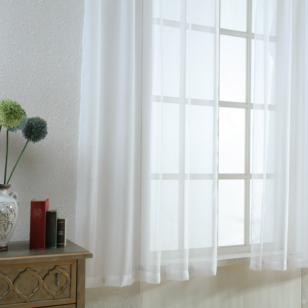 Fire Retardant Voile Sheer Fabric Rod Pocket Window Treatment Transparent Sheer Curtains