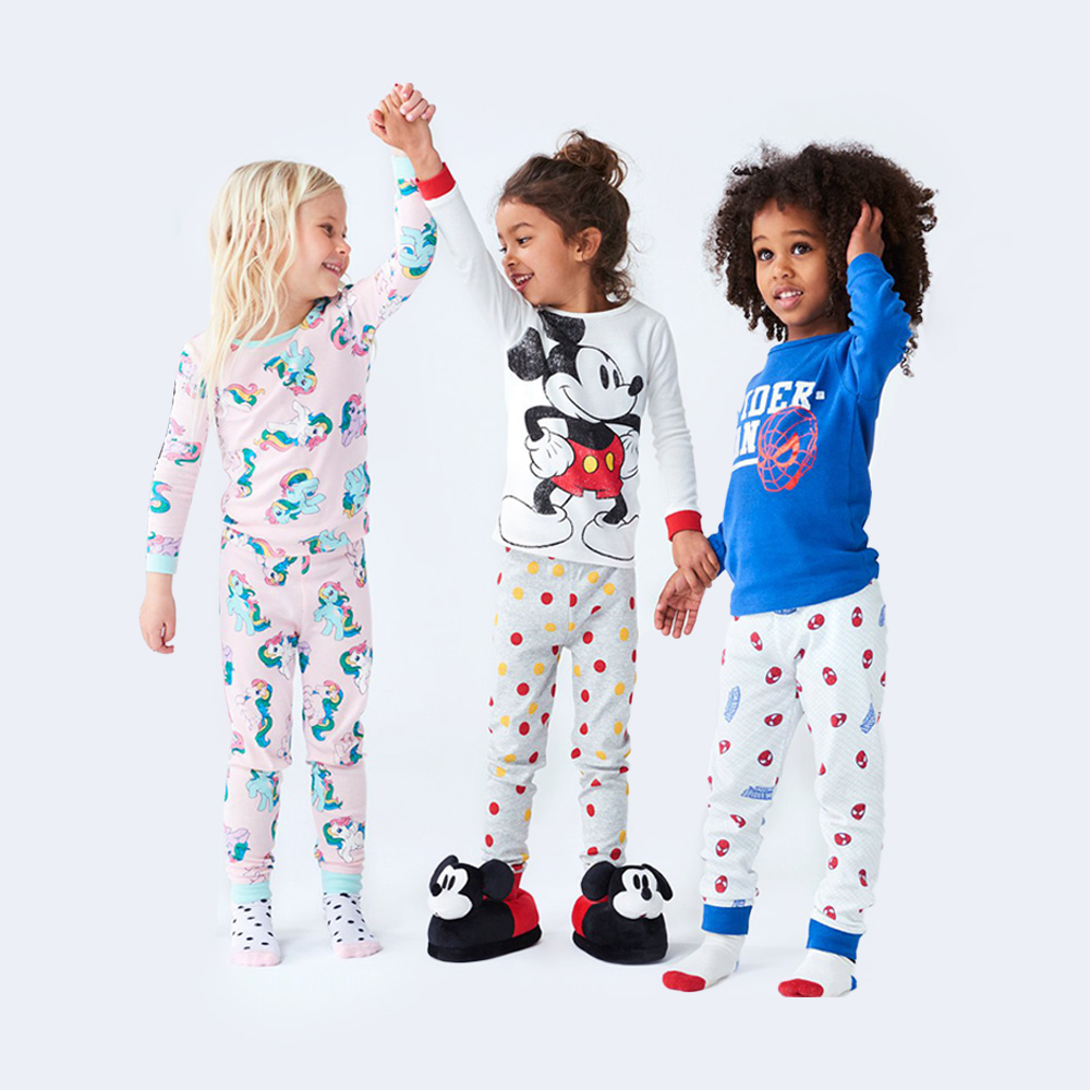 Fire Retardant Polyester Jersey Fabric Long Sleeve Kids Pajamas Set