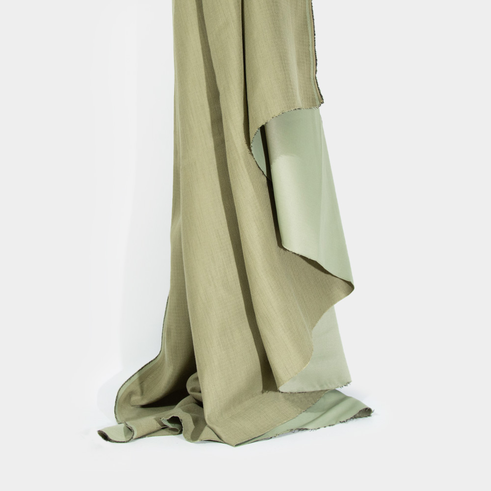 Fireproof Linen Blackout Fabric in DarkKhaki, Polyester, 300cm Width, for Curtains