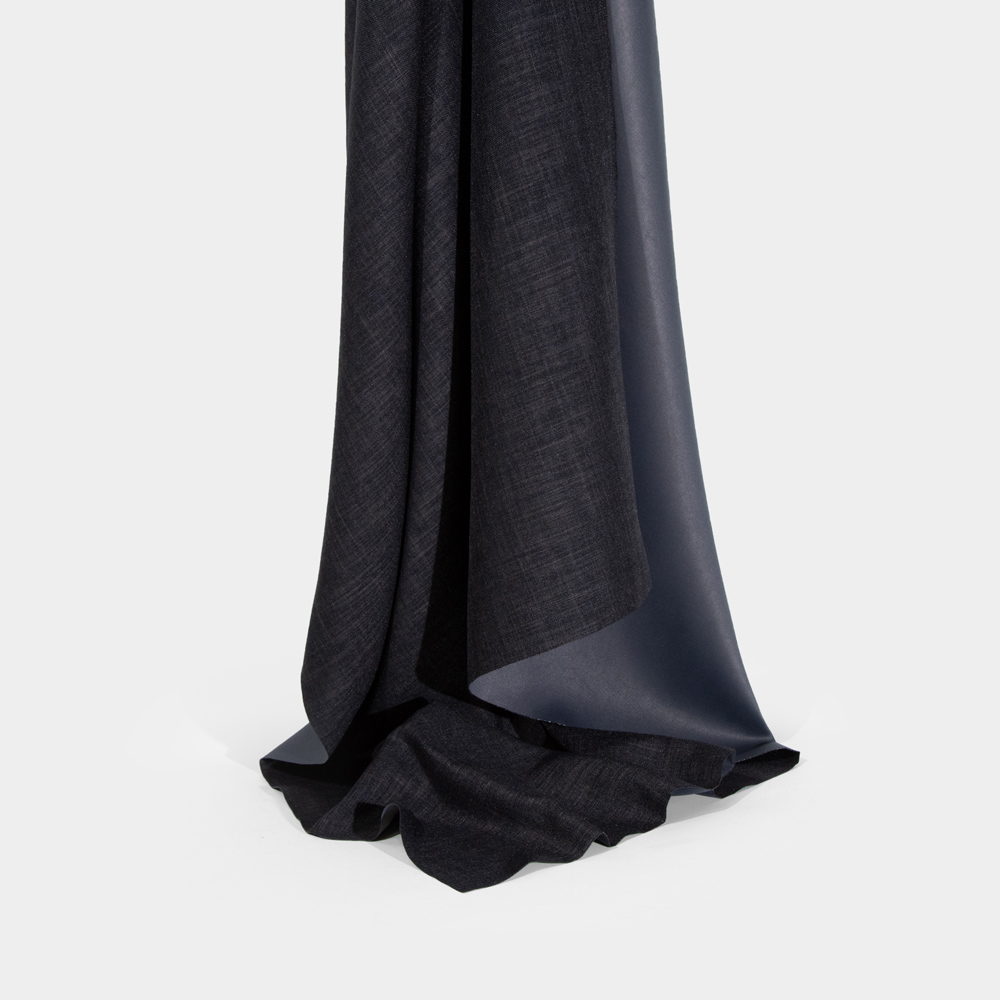 Flame Retardant Linen Blackout Fabric for Bedroom in Black, Polyester, 300cm Width