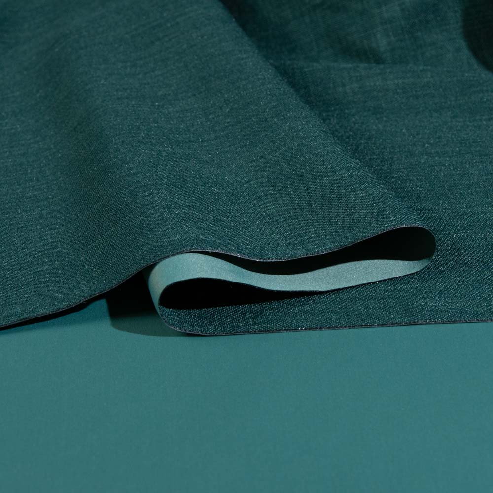 Flame Retardant Linen Blackout Fabric for Home Decoration in SeaGreen, Polyester, 300cm Width