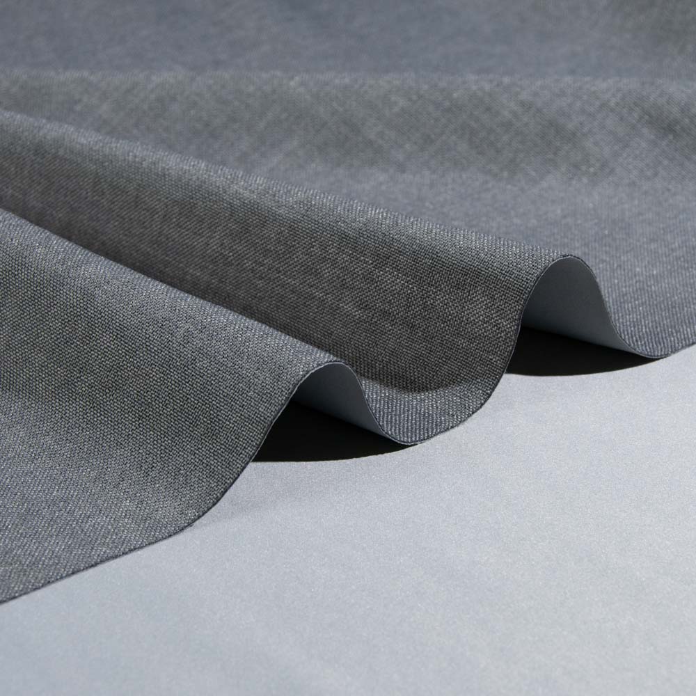Flame Retardant Linen Blackout Fabric for Curtains in SlateGrey, Polyester, 300cm Width