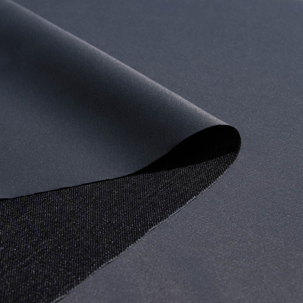 Flame Retardant Linen Blackout Fabric for Bedroom in Black, Polyester, 300cm Width