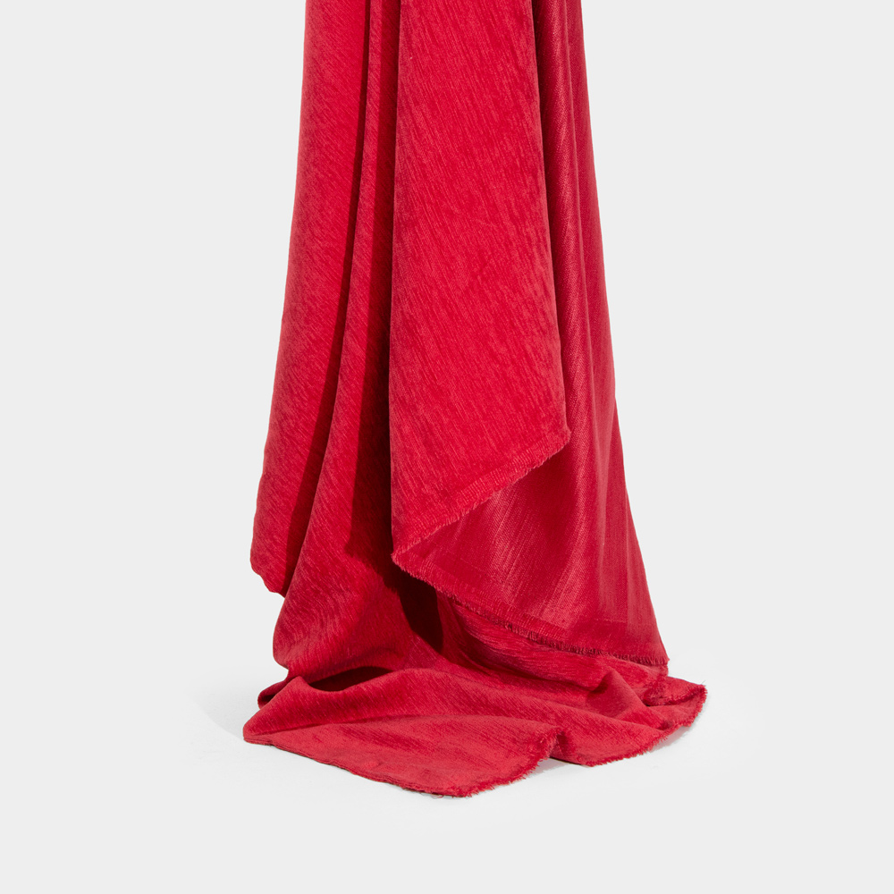 Fire Retardant Crimson Chenille Fabric for Handicrafts, Polyester