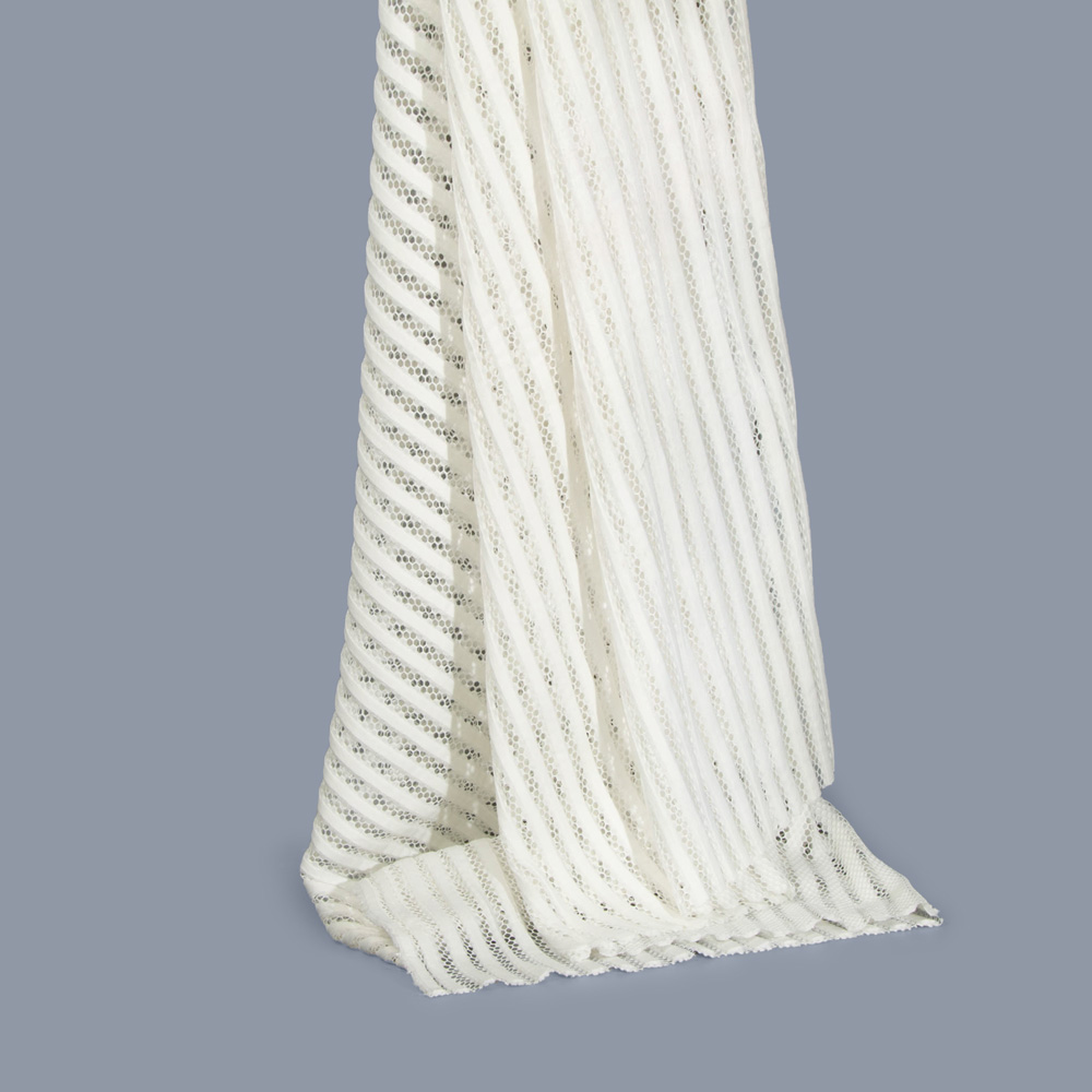 Permanent Fire Resistant Mesh Fabric in White for Hotels - 100% Polyester
