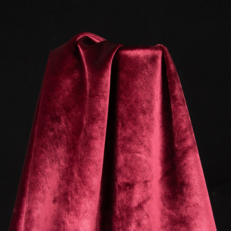 Permanent Flame Resistant Shinning Woven Velvet - DarkRed Color, 150cm Width, 100% Polyester
