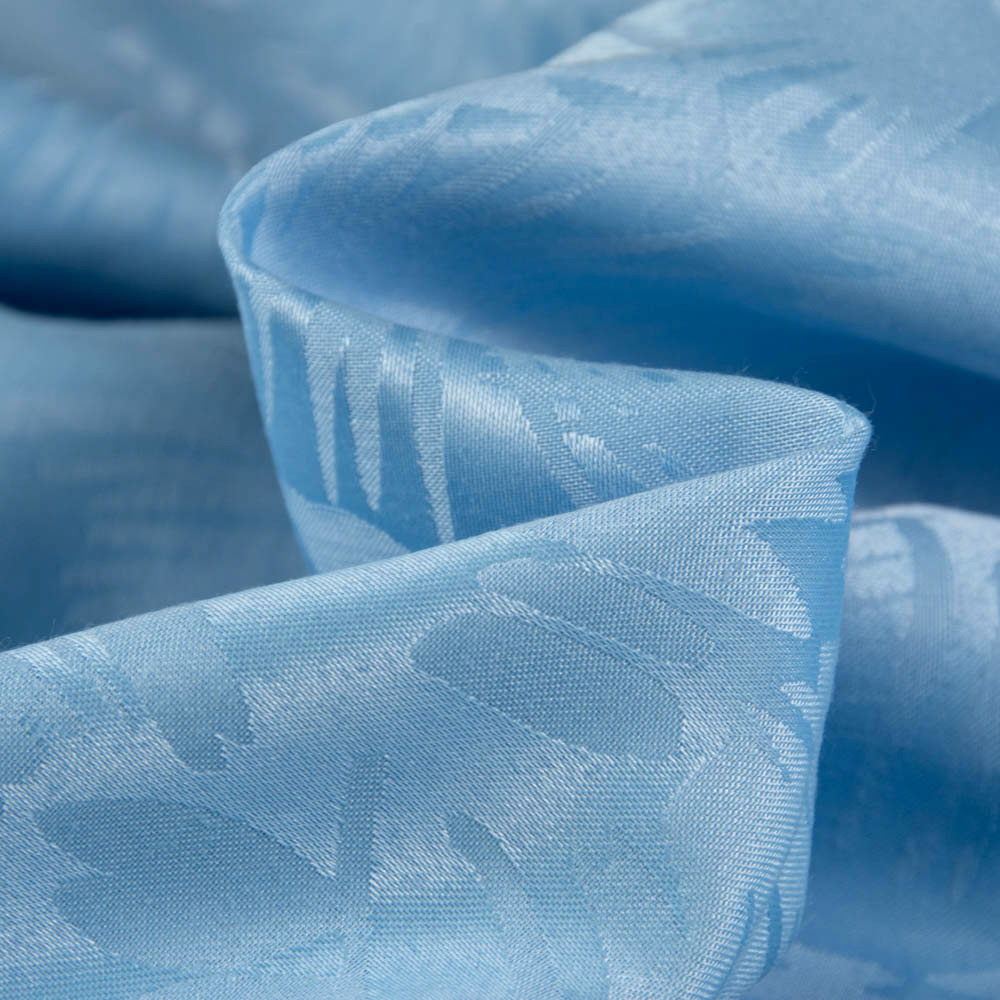 Permanent Flame Resistant Jacquard Fabric in LightSkyBlue for Curtains, 180cm Width, 100% Polyester