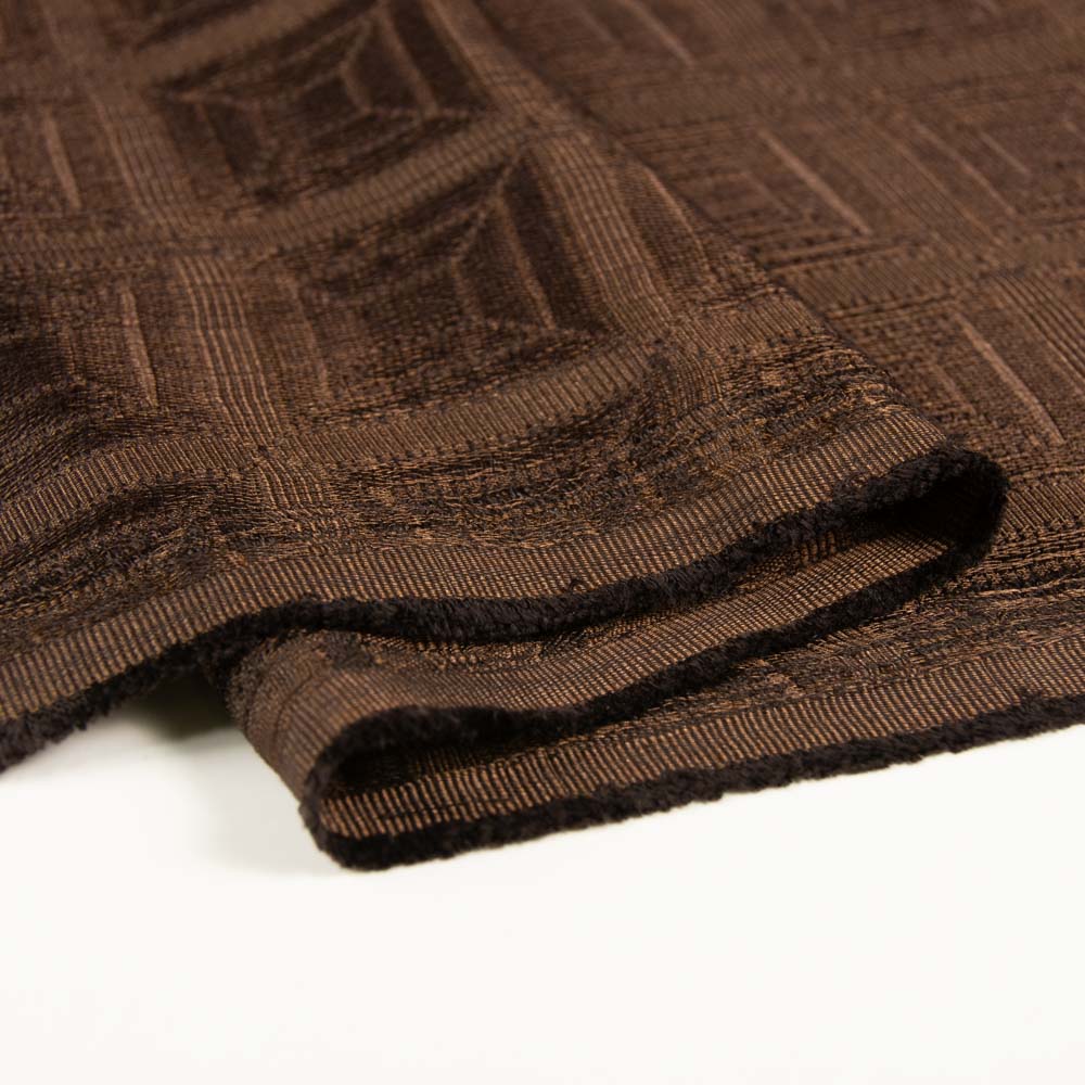 Inherent Flame Resistant Jacquard Fabric in SaddleBrown for Industry, 150cm Width, 100% Polyester