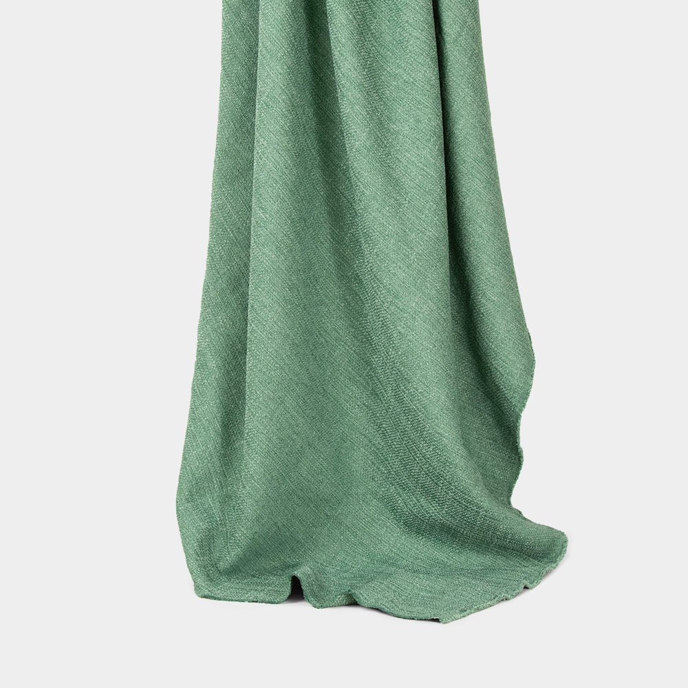 Permanent Fire Retardant Jacquard Slubbed Fabric in Green for Curtains, 150cm Width, 100% Polyester
