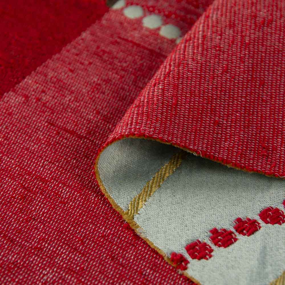 Inherent Fire Resistant Yarn Dyed Jacquard Fabric in Red for Curtains, 150cm Width, 100% Polyester