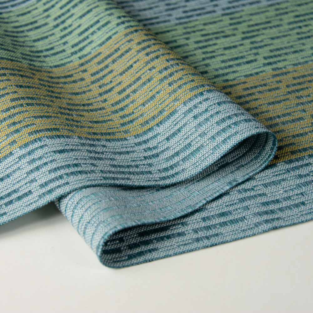 Permanent Flame Resistant Yarn Dyed Jacquard Fabric in yellow-green for Curtains, 280cm Width, 100% Polyester