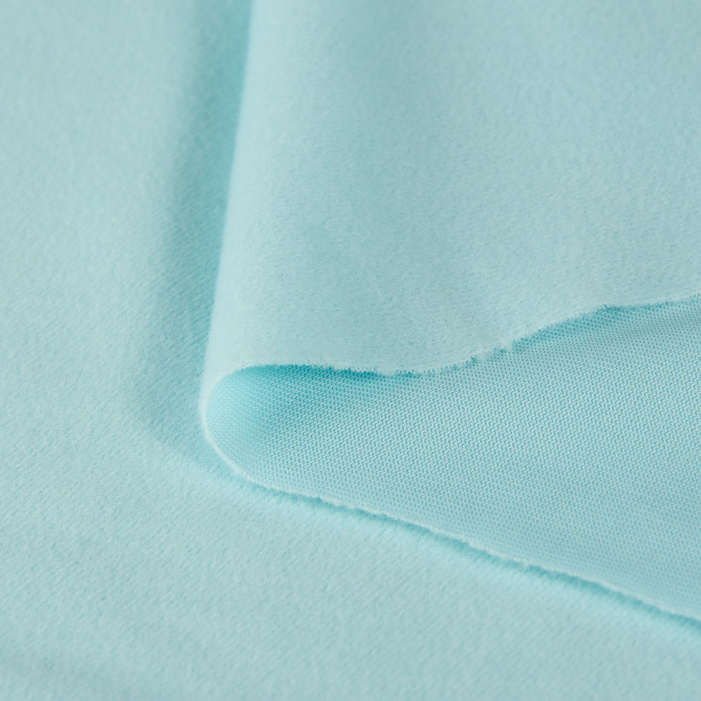 Inherent Fire Resistant Loop Fleece Fabric Velvet Fabric in LightBLue, Polyester, DIN 4102-B1, DIN 54342
