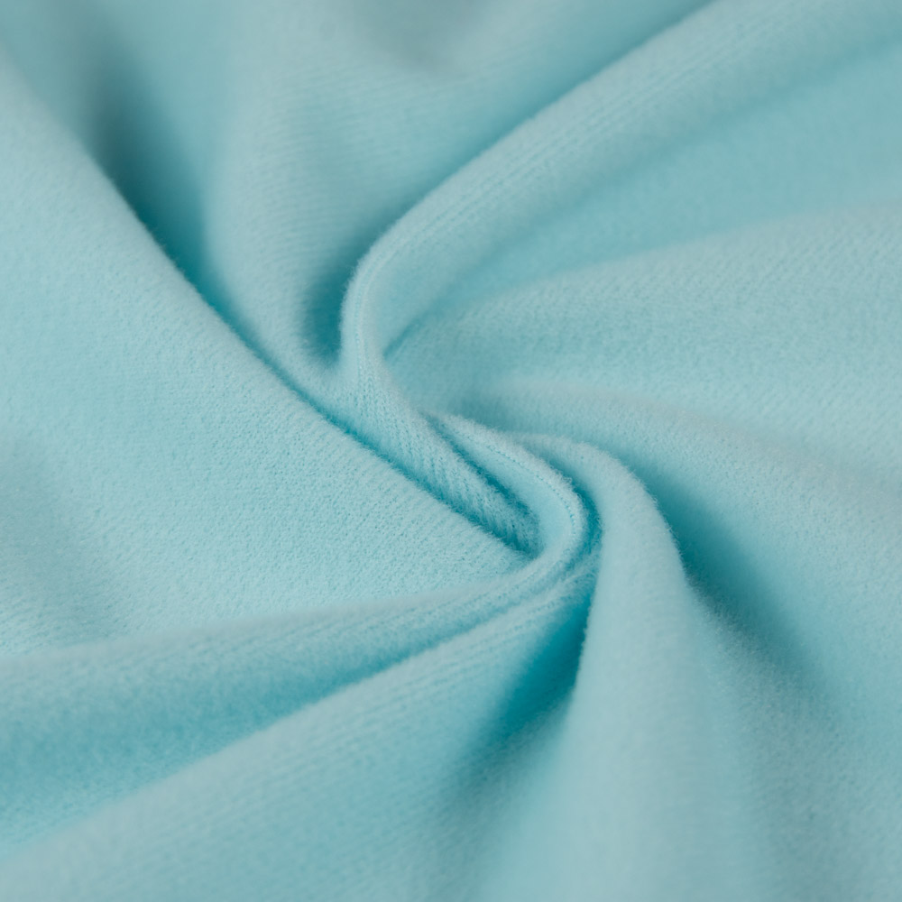 Inherent Fire Resistant Loop Fleece Fabric Velvet Fabric in LightBLue, Polyester, DIN 4102-B1, DIN 54342