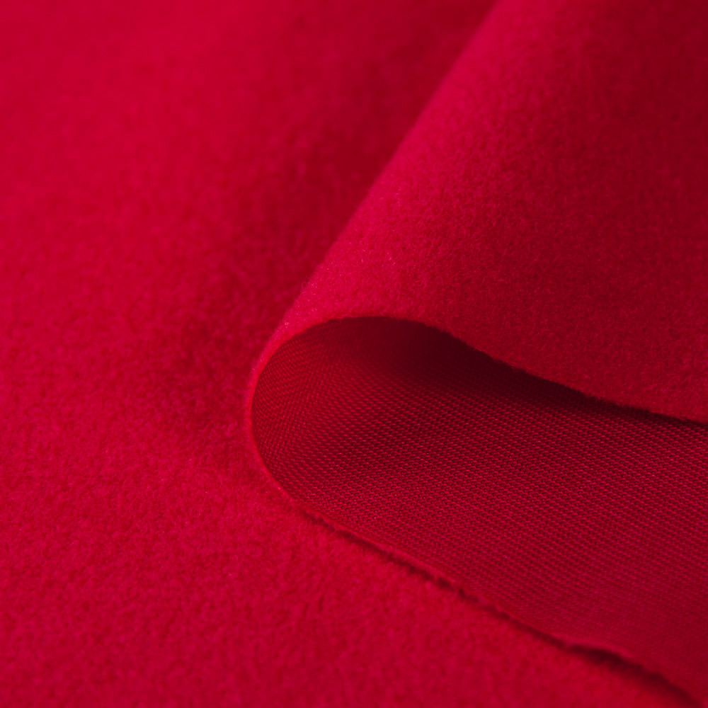 Fire Resistant Loop Fleece Fabric Velvet Fabric in DarkRed, 100% Polyester, BS5867 TYPE C, BS7175 SOUCE 7