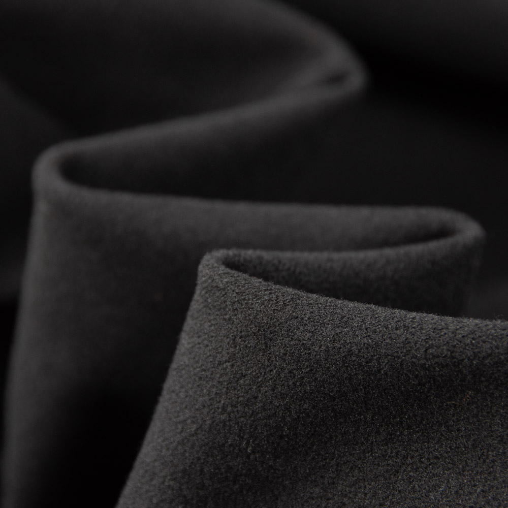Permanent Flame Resistant Warp Knitted Velvet Flannelette Fabric in Black 100% Polyester, JIS L 1091