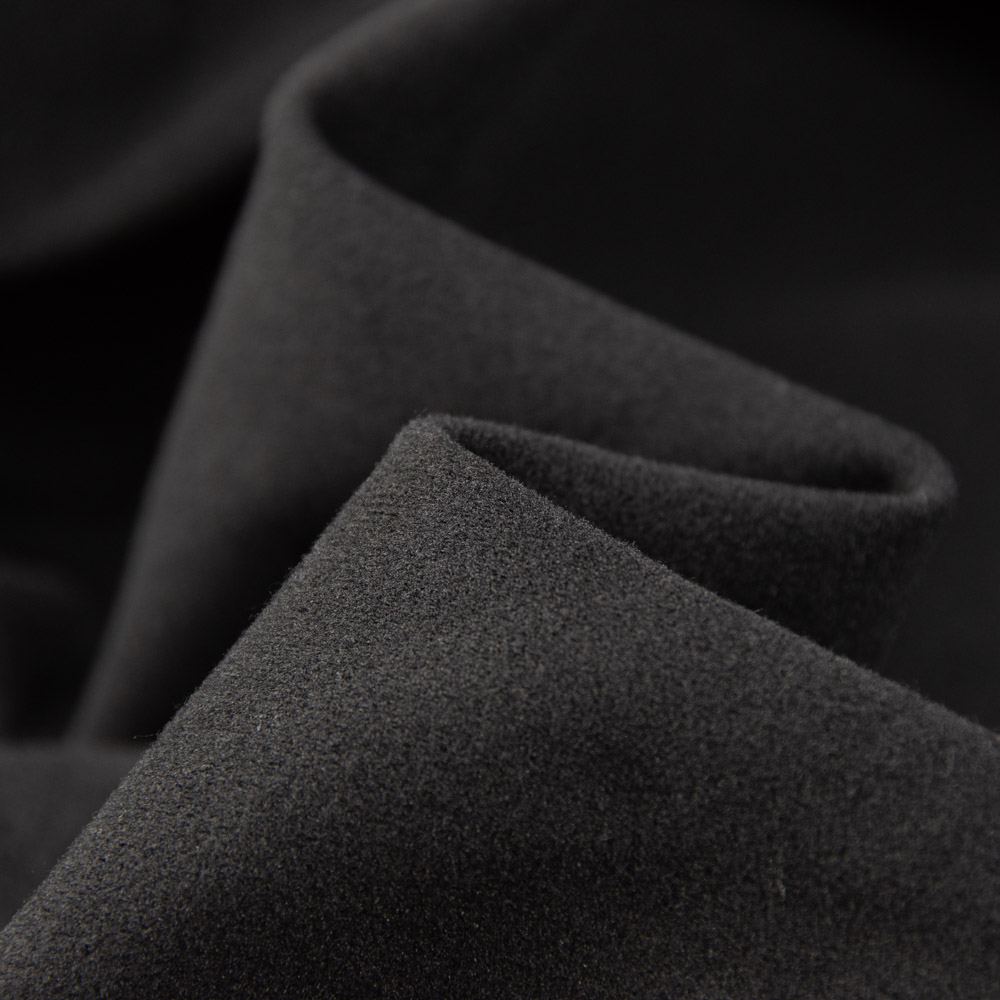 Permanent Flame Retardant Warp Knitted Velvet Flannelette Fabric in Black 100% Polyester, JIS L 1091