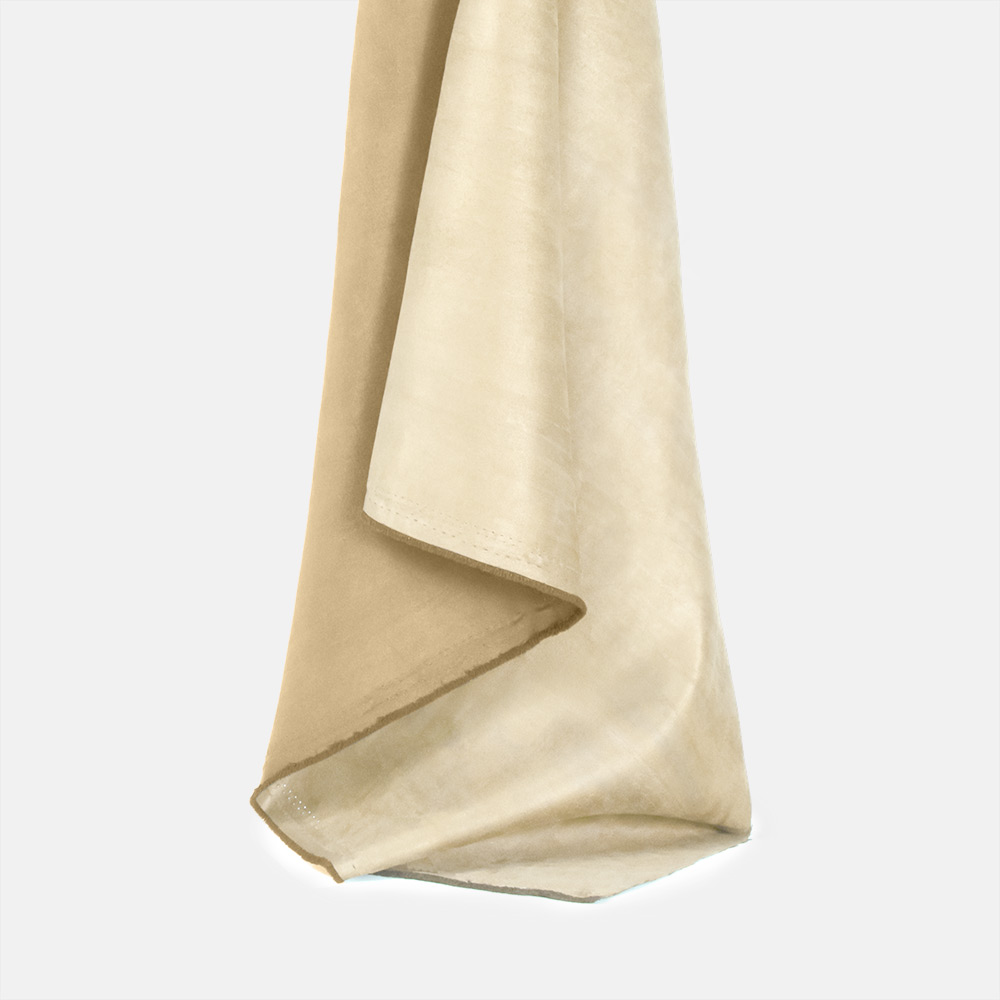Inherent Flame Retardant Luxurious Soft Beige Suede Fabric for Coats, Handbags, and Accessories.