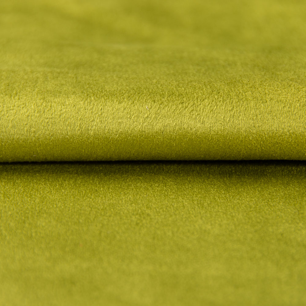 Permanent Fire Retardant Soft Suede Fabric in Olive 100% Polyester for Handbags, Clothing, NFPA 701.