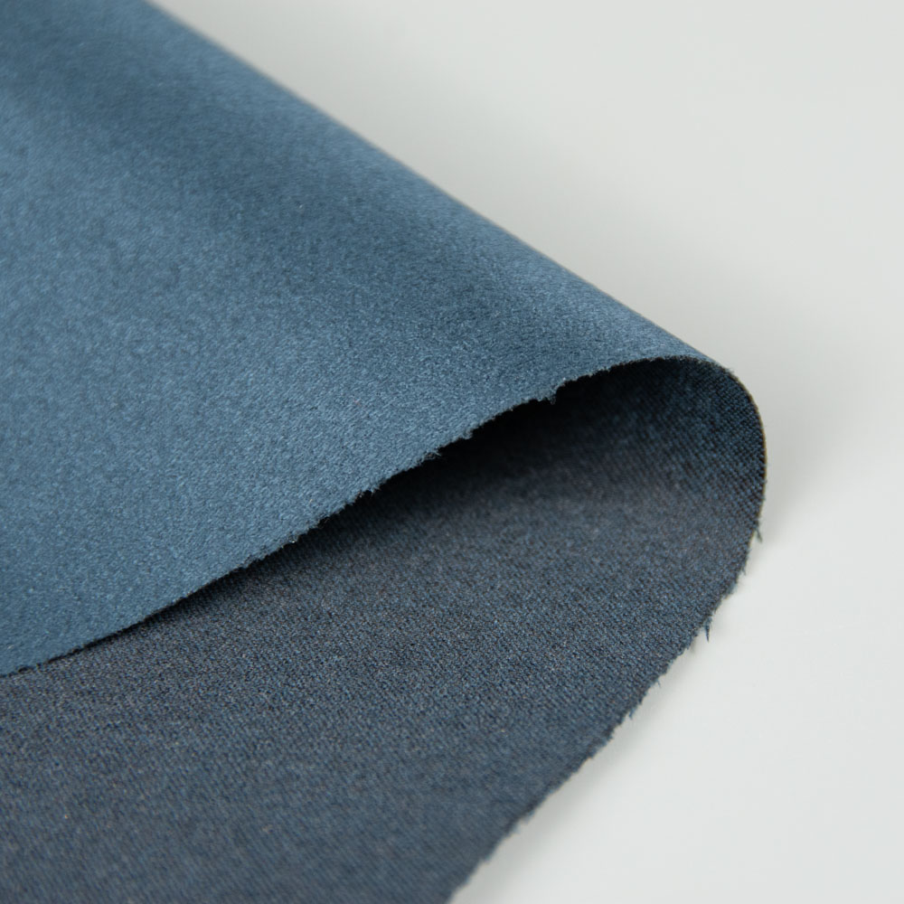 Permanent Fire Resistant Soft Suede Fabric in SteelBlue 100% Polyester for Handbags, Clothing, NFPA 701.