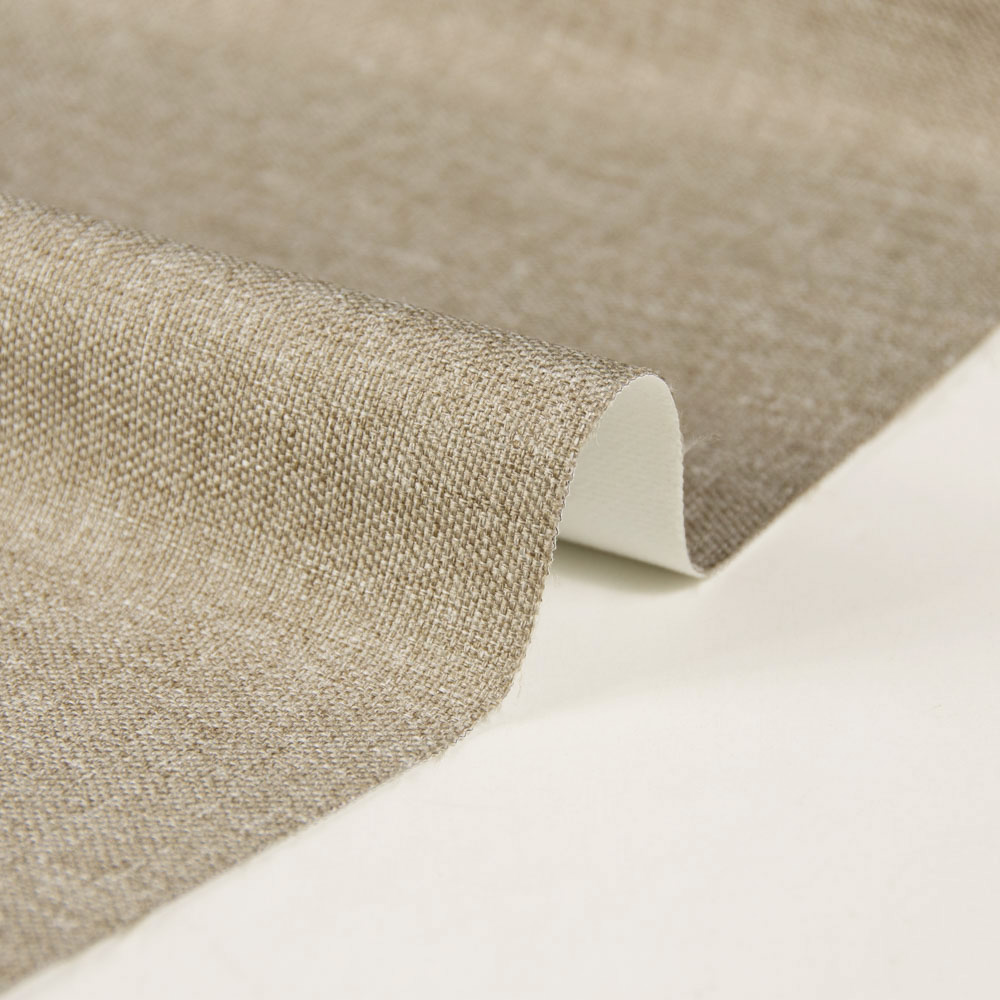 Fire Resistant Fabric Linen Coated Blackout Fabric for Curtains 100% Polyester, Soft Drape, NFPA 701