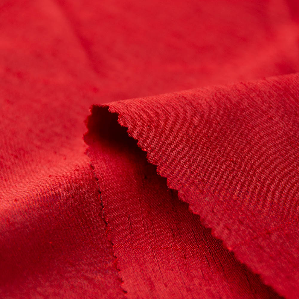 Red Permanent Flame Retardant Slubbed Fabric Curtains Fabric, NFPA 701