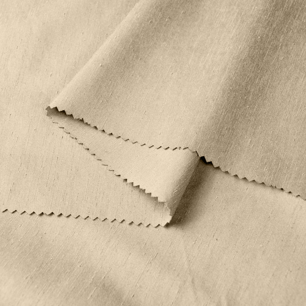 Beige Inherent Flame Resistant Slubbed Fabric for Curtains, NFPA 701