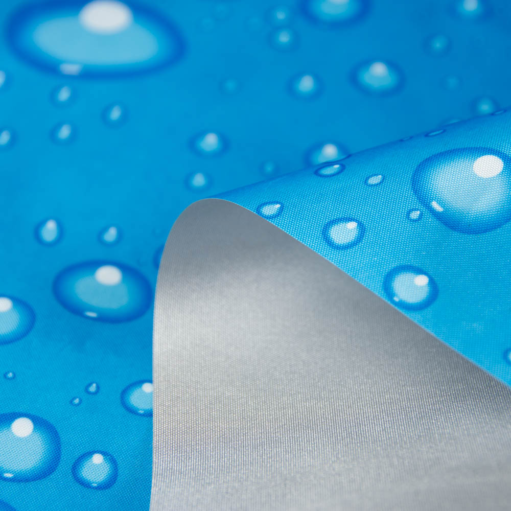 Permanent Fire Retardant Silver-Coated Waterproof Fabric, Blue Oxford Cloth Print, Meets NFPA701