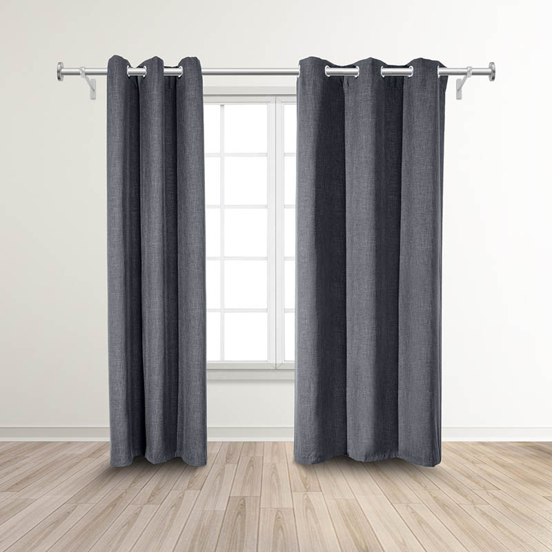 Grey Permanent Flame Resistant Blackout Curtains Drape for Living Room, 6 Silver Grommet