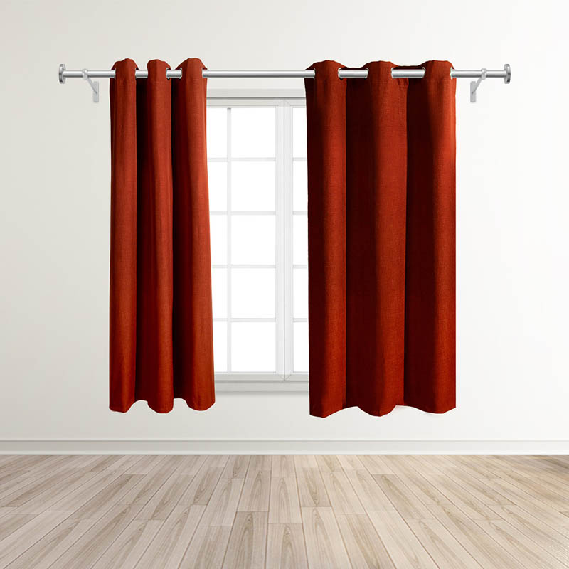 Red Inherent Flame Retardant Blackout Curtains Drape for Bedroom, 6 Silver Grommet
