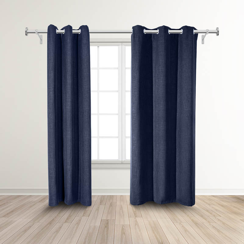 MidnightBlue Permanent Fire Retardant Blackout Curtains Drape for Hotel, 6 Silver Grommet