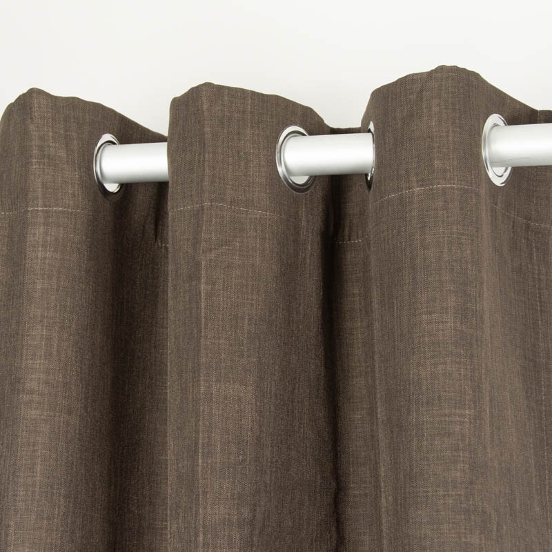 Brown Permanent Fire Retardant Blackout Curtains Drape for Hotel, 6 Silver Grommet