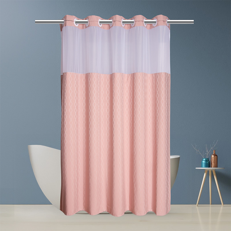 Hook-Free Flame-Retardant Shower Curtain with Integrated Rings and Removable Liner