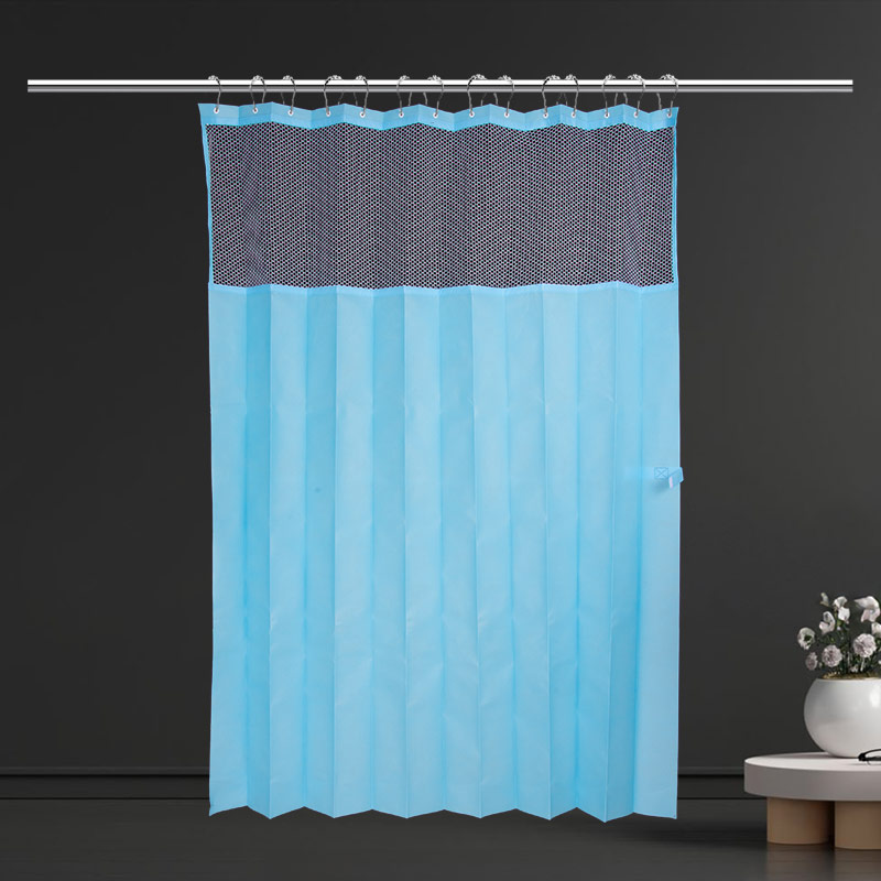 Rideau d&#39;isolement médical bleu non tissé ignifuge avec trous en maille